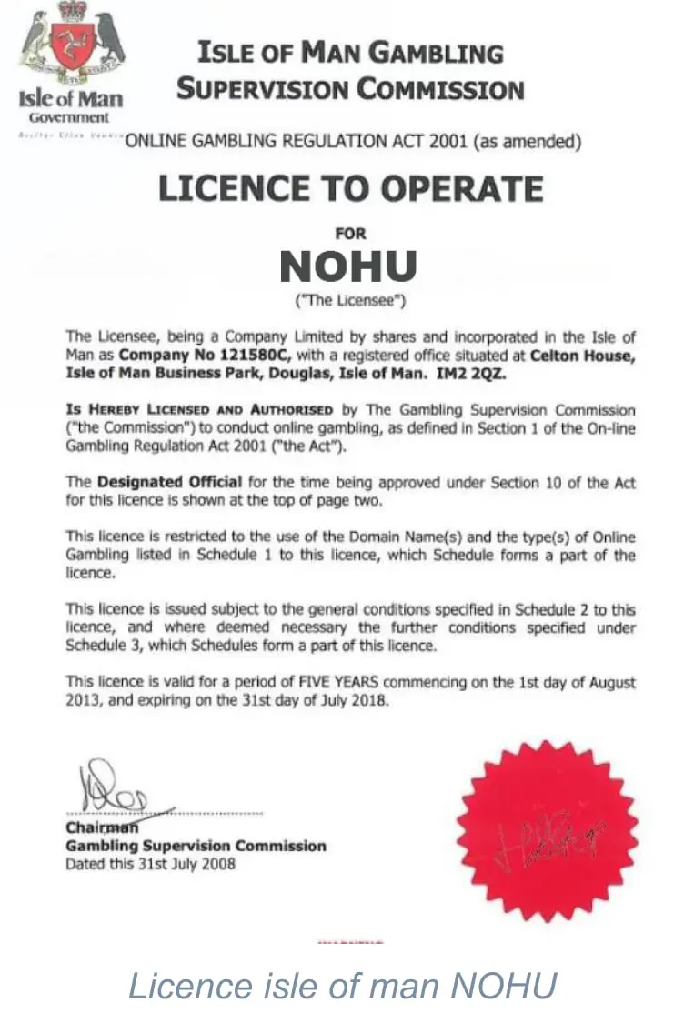 Licence isle of man NOHU